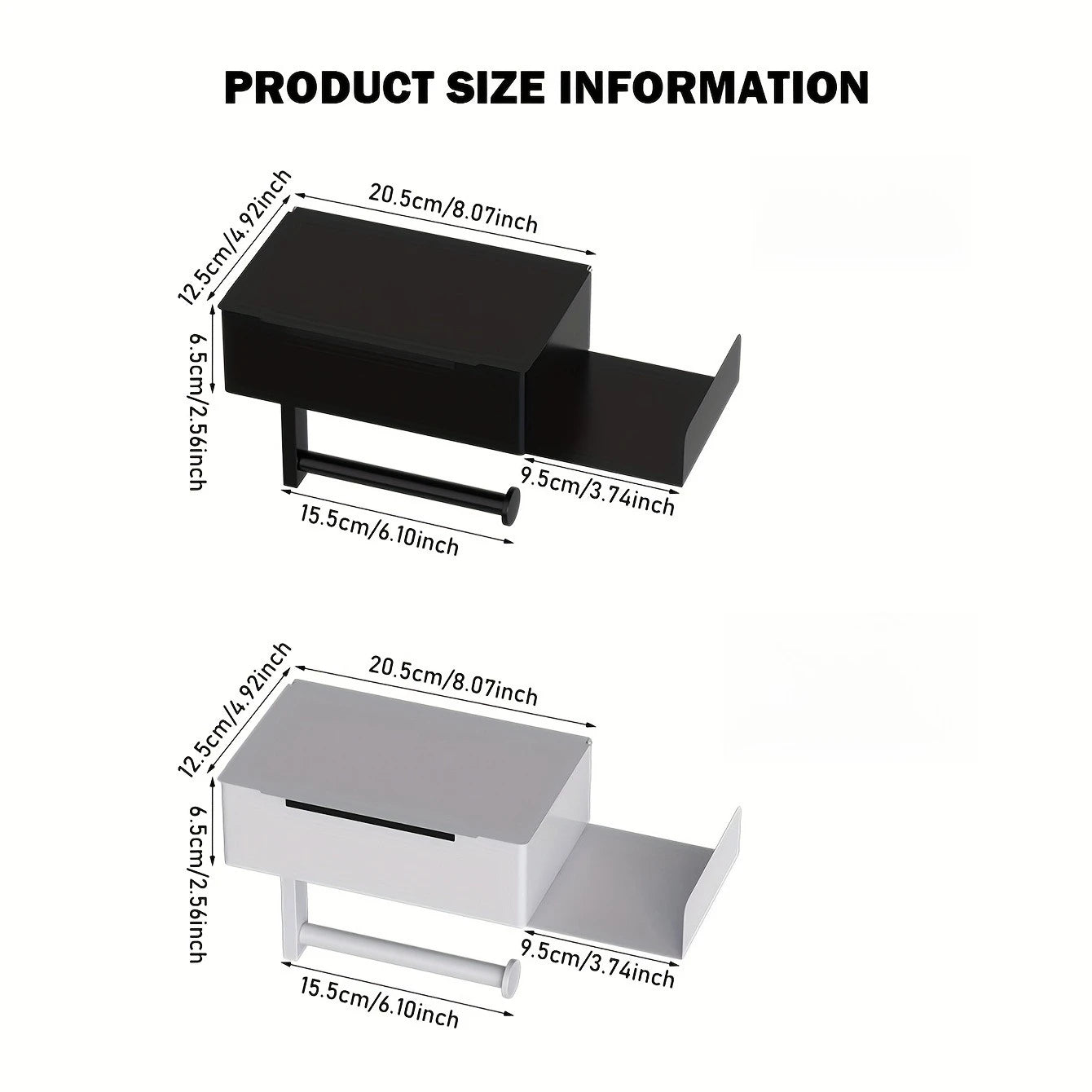 Wall-Mounted Toilet Paper Holder with Smartphone Stand - Modern Bathroom Tissue Dispenser, Essential Bathroom Organizer Qme
