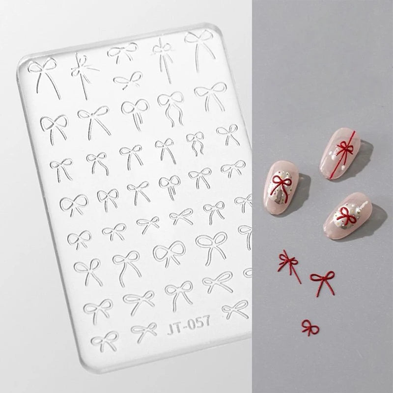 DIY Design Bowknot Mold 3D Carving Stamping Plates Manicure Art Qme