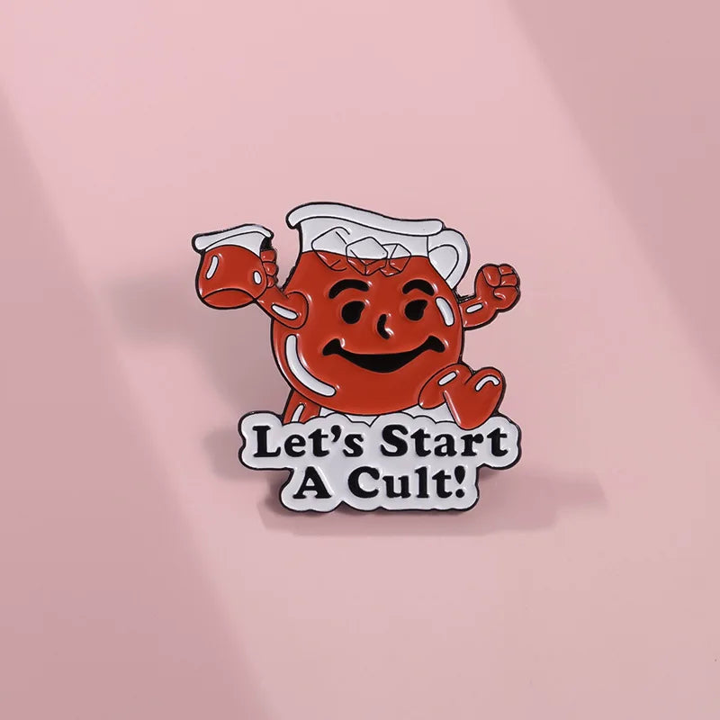 Cartoon Cute Brooch Let's Start A Cult Enamel Pins Funny Metal Decorative Brooch Backpack Lapel Badge Jewelry Wholesale Qme