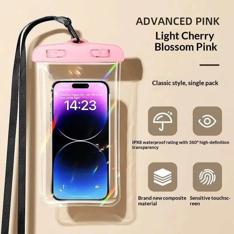 Waterproof Phone Pouch Drift Diving Swimming Bag Underwater Dry Case Qme Pink
