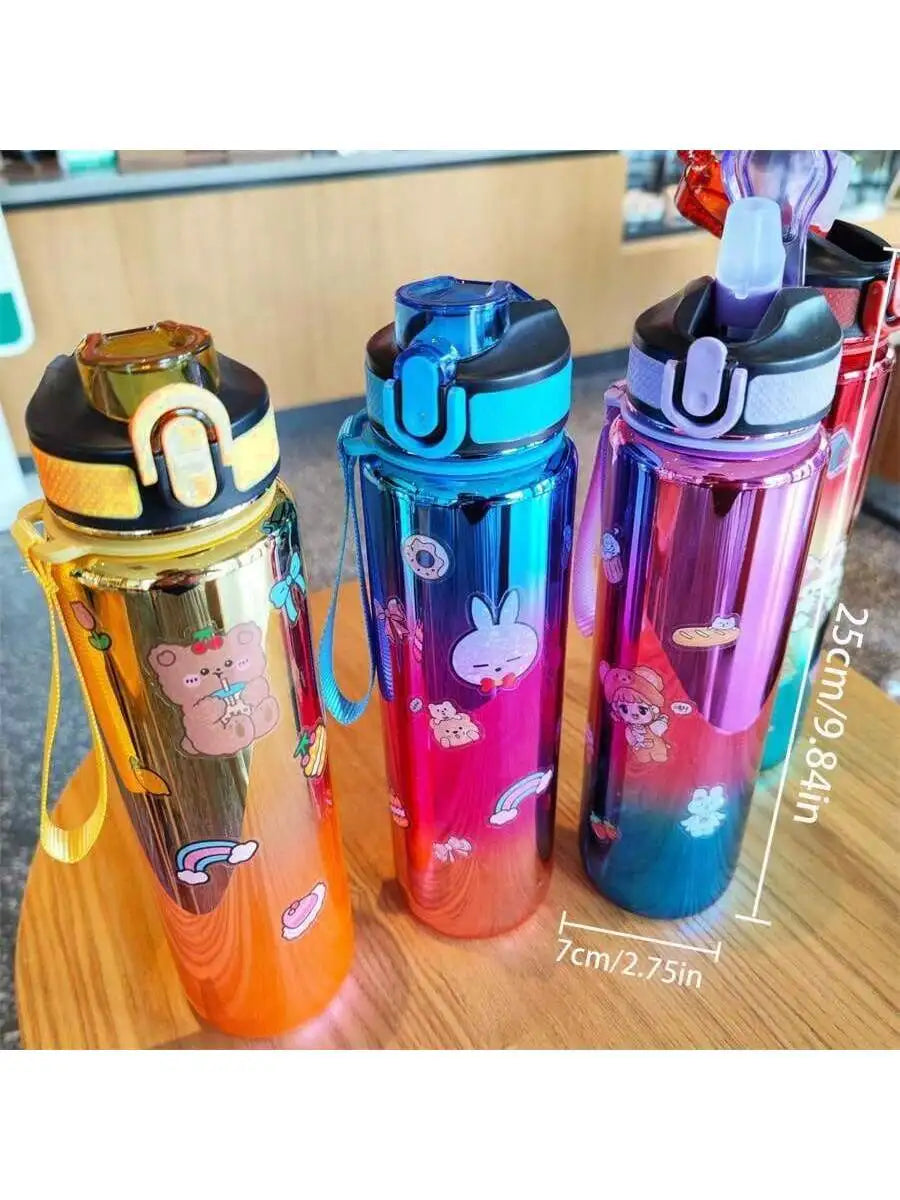 Electroplated Gradient Water Bottle Portable Sports Hydration Flask Qme