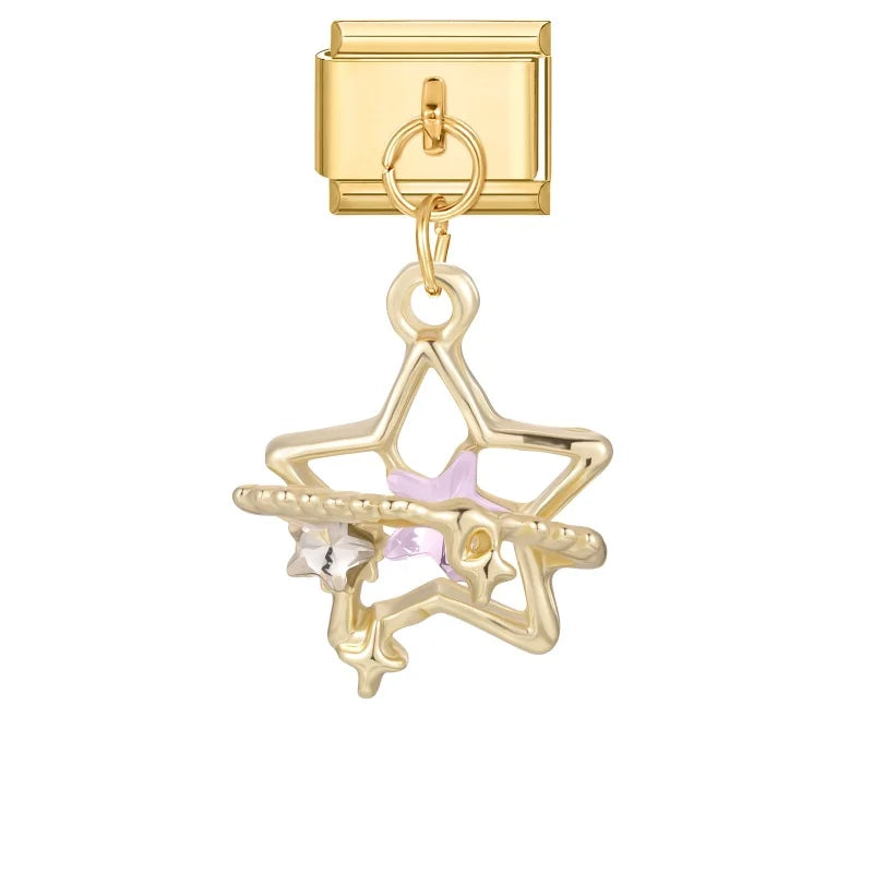 Luxurious Italian Steel Stainless Pendants Inlaid Artificial Zircon