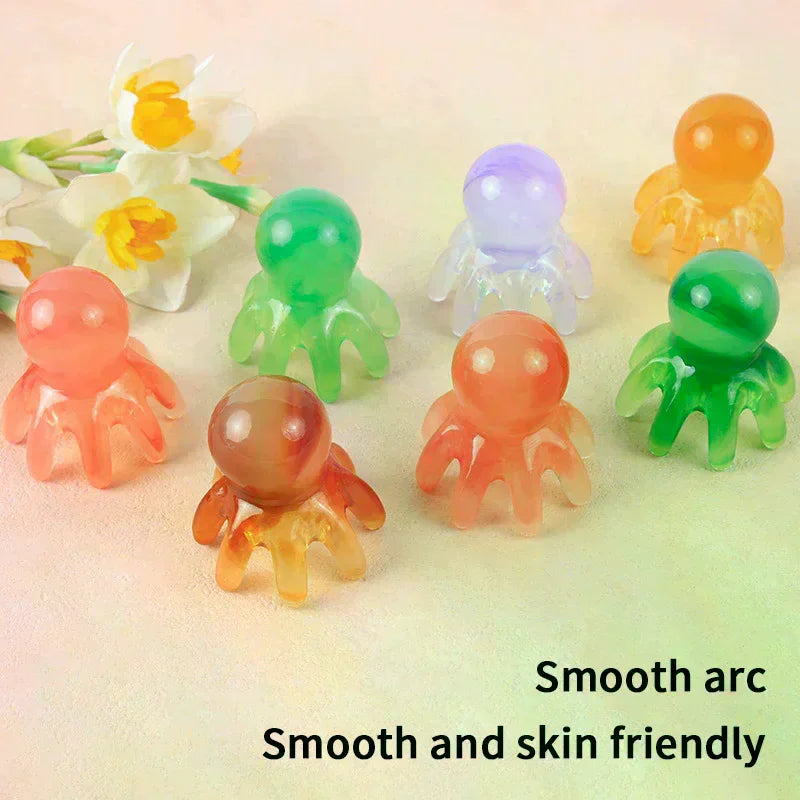Resin Octopus Shaped Head Meridian Acupoint Massage Comb Wide Tooth Qme