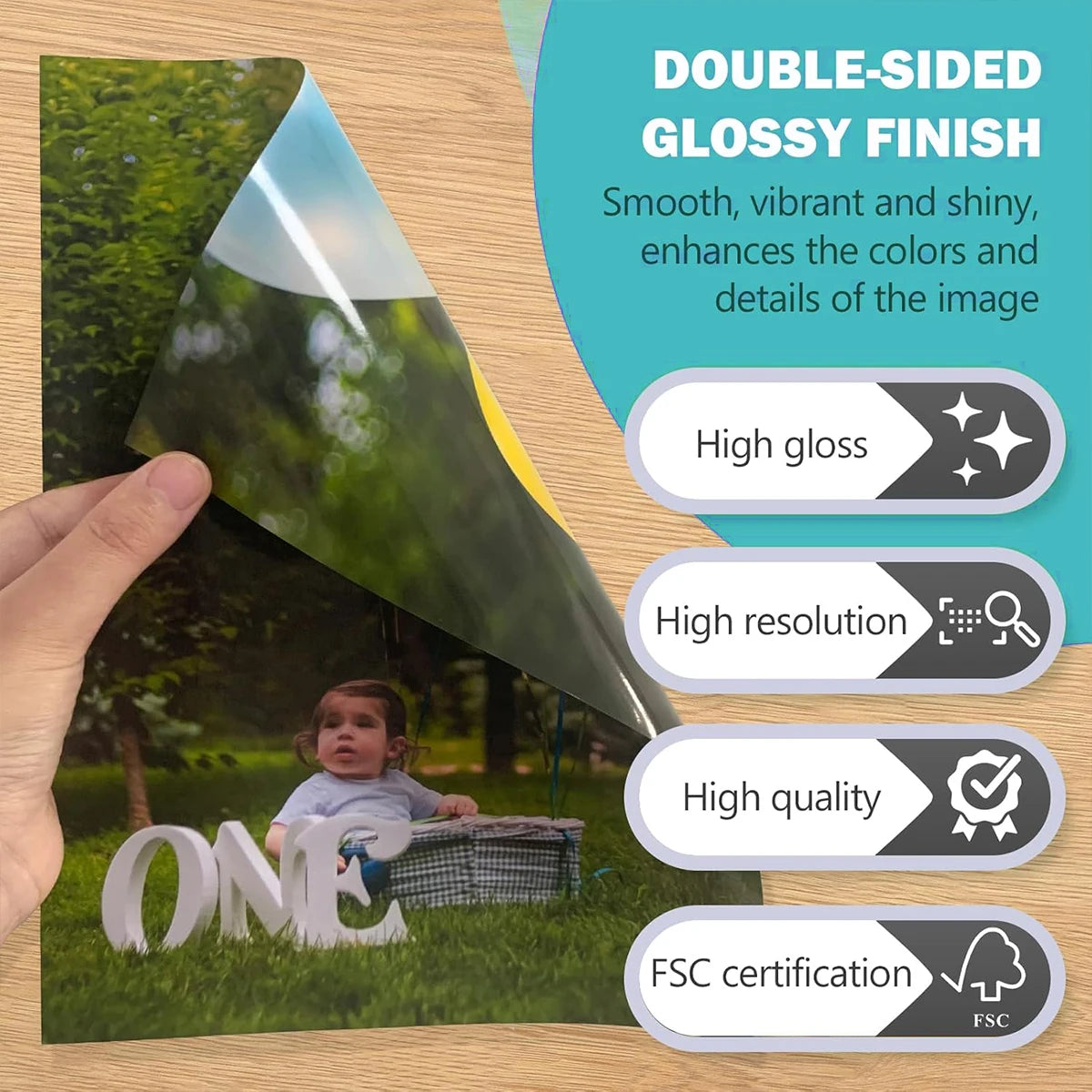 A3 Double Sided Glossy Photo Paper 11.7X16.5Inches Thick 200gsm Picture Paper for Inkjet Printer Dye Ink for Calendar Menu Qme