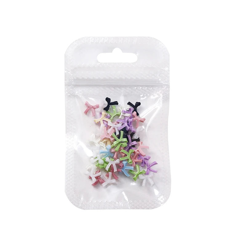 Chic Trendy Manicure Look Ribbon Bowtie Nail Charms Light Luxury Qme