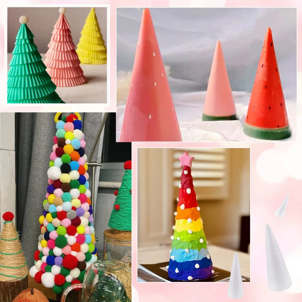 1Pcs DIY Arts Xmas Party Decor For Crafts Crafting Cake Topper Foam Cones DIY Crafts Polystyrene Forms Small Large White Foam Qme