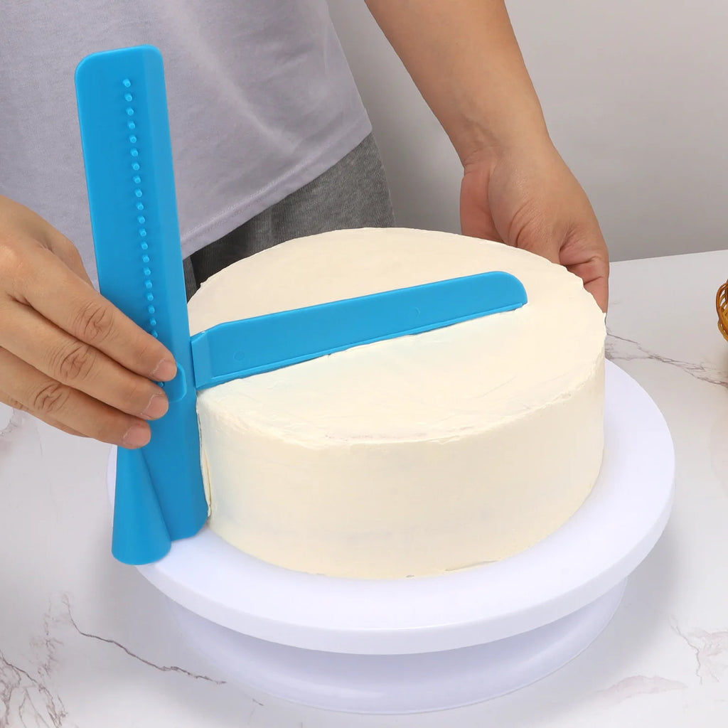 Adjustable Cake Scraper Icing Smoother PP Rotary Cream Smoothing Spatula Kitchen Baking Edge Tool for Buttercream, Mousse Qme