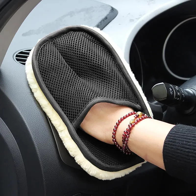 Car Wash Gloves Thickened Plush Wiping Waxing Polishing Cleaning Qme