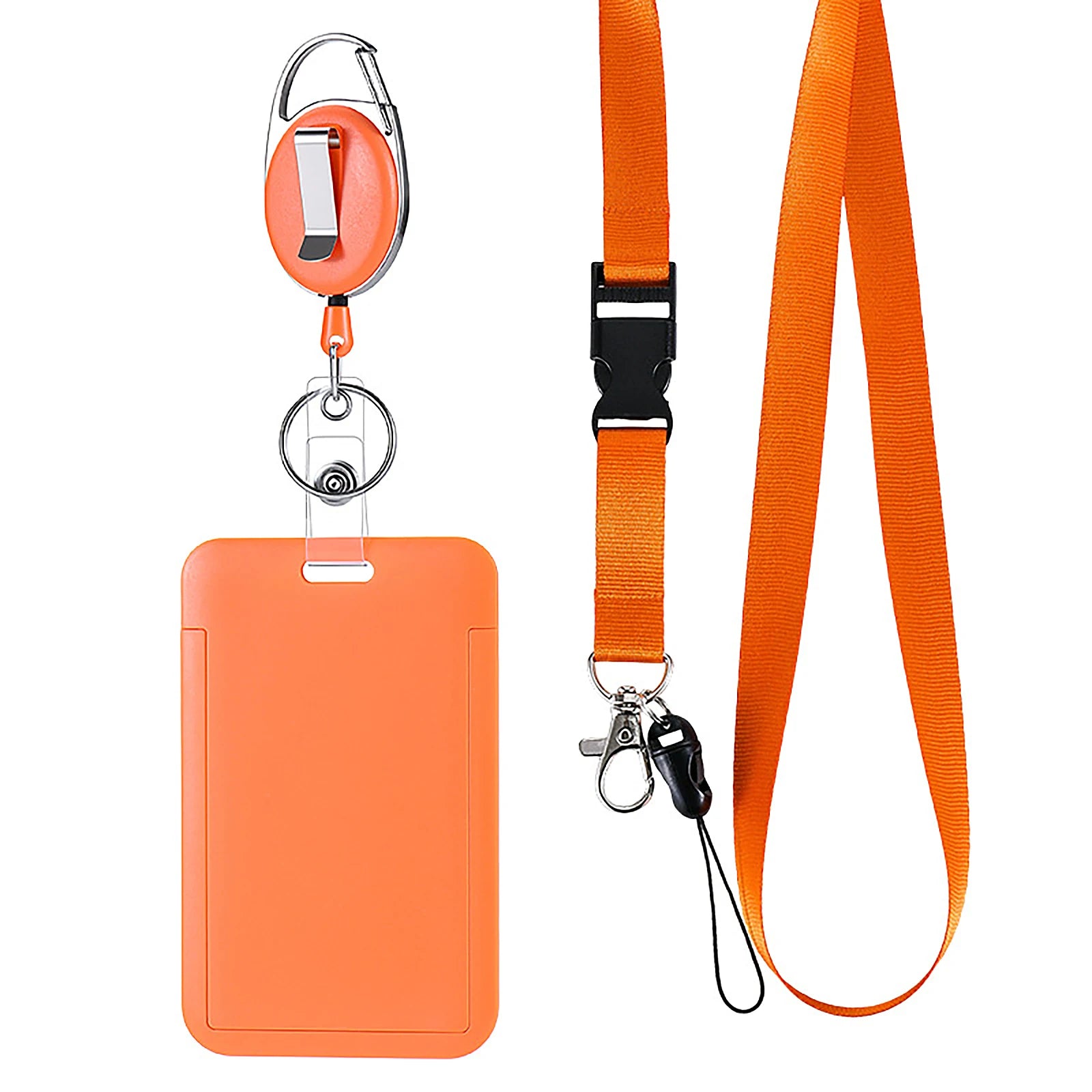 Solid Color Lanyard for Working Permit Case Keys ID Tag Name Badge Holder Pass Bus Access Employee's Work Card Cover Qme Orange