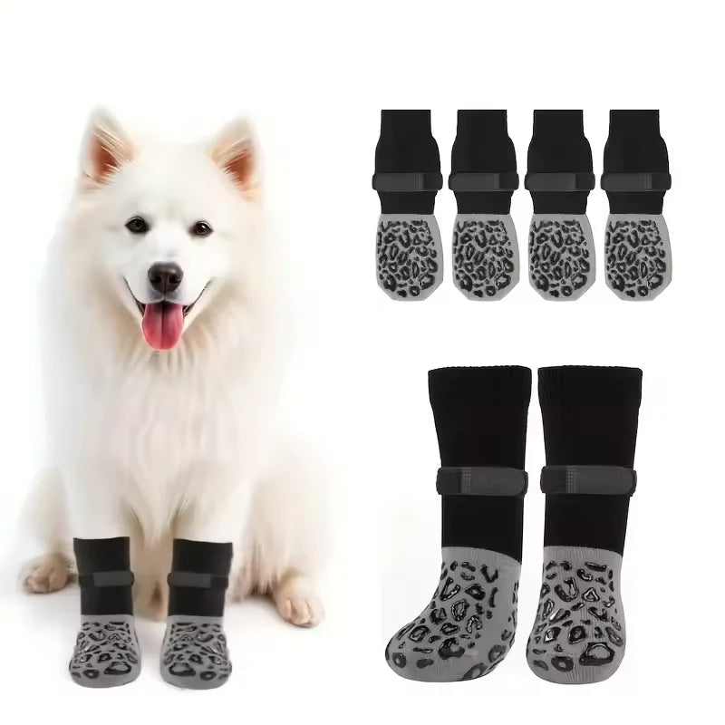 4pcs Dog Paw Protectors Anti-Slip Boots with Traction Control Adjustable Socks for Injured Paws Senior Dogs Qme XS