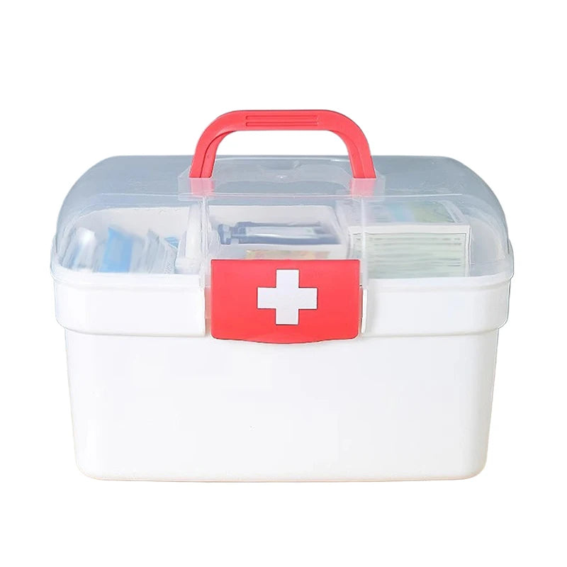 Medicine Storage Box Portable Large Capacity Family Hand First Aid Qme