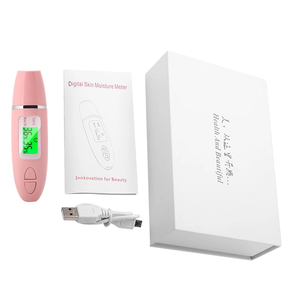 Portable Digital LCD Display Precision Skin Sensor Tester Face Moisture Water Oil Analyzer Moisture Meter Qme