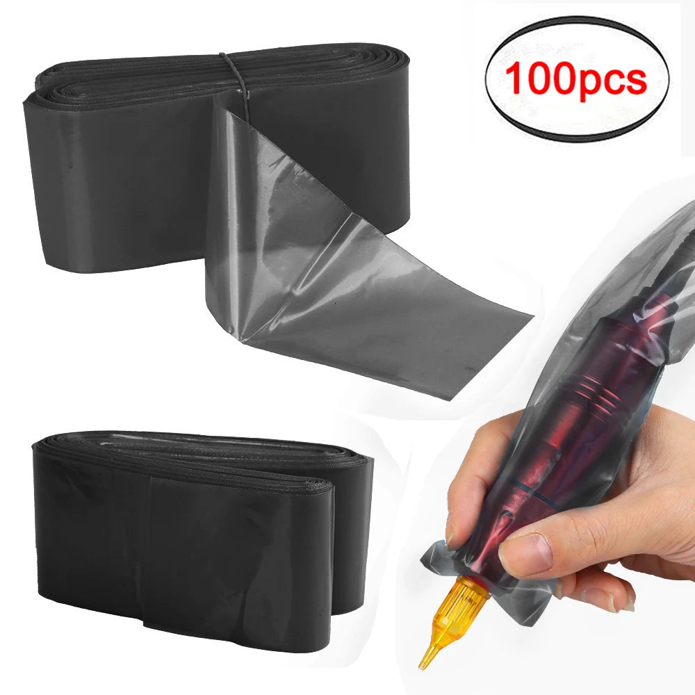 100Pcs Tattoo Clip Cord Covers Disposable Tattoo Clip Cord Sleeves Covers Supply Tattoo Machine Accessory Protection Bags Qme black