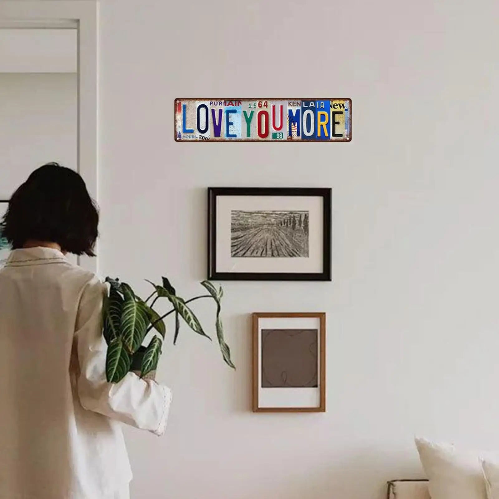 Love You More Sign Metal Romantic Vintage Home Decor Rustic Bar Decor for Offices Living Room Bathroom Gate Apartment Indoor Qme