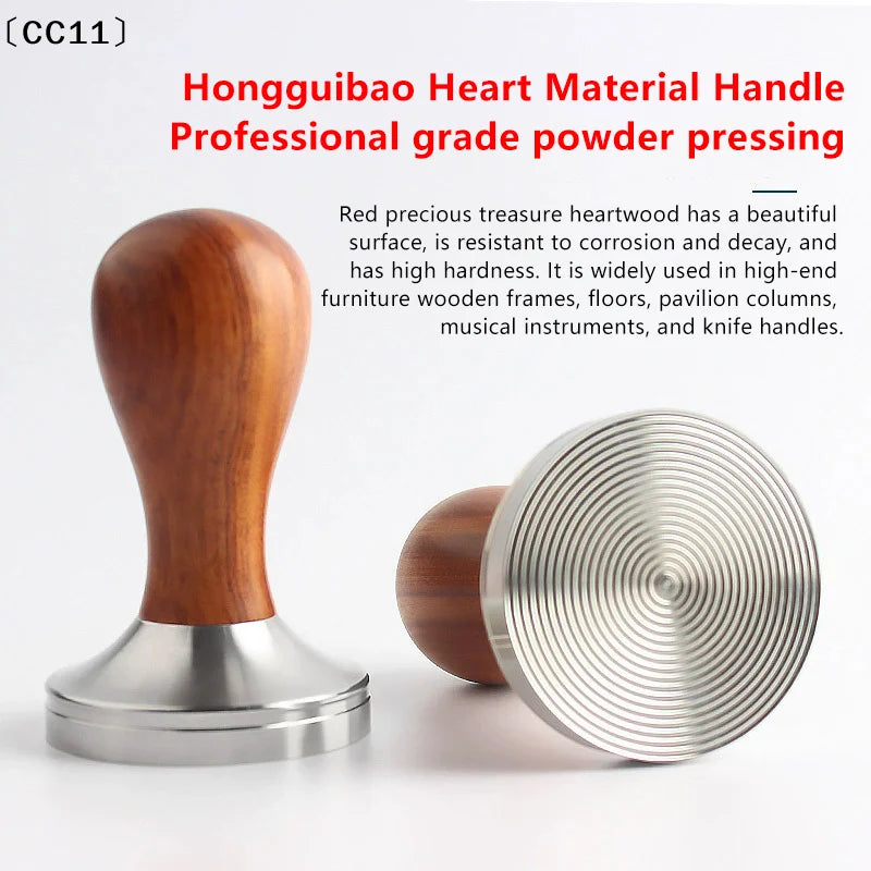 49 51 53 Wood Coffee Tamper Internal Spring Balanced Force Hammer Qme