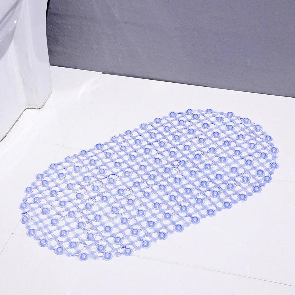 Household Non-slip Mat Bathroom Bath Massage Suction Cup Bathtub Rug Qme Blue