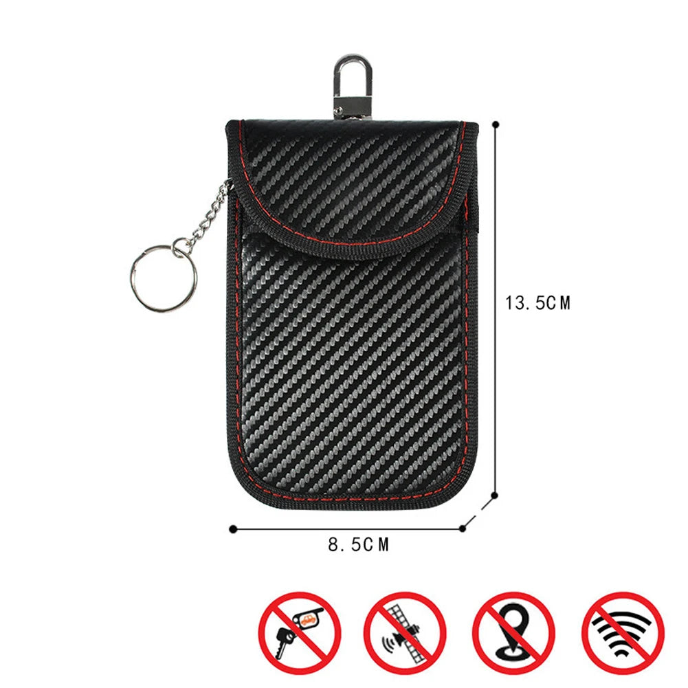 2Pcs Car Key Signal Blocker Case Carbon Fiber Faraday Cage Protector Double-Layer Car RFID Signal Blocker Key Bag for Auto Parts Qme