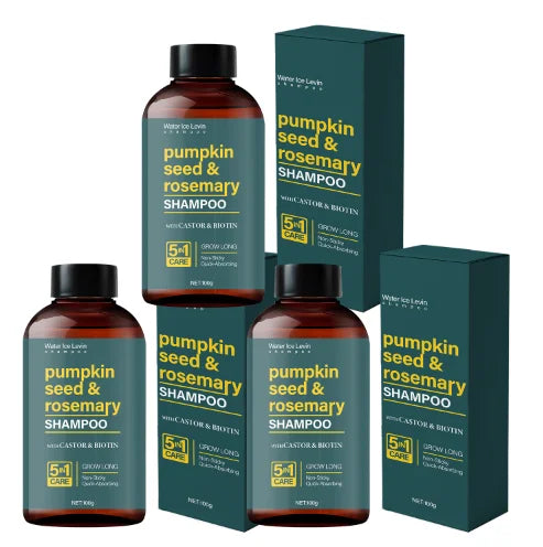 Water Ice Levin Pumpkin Seed & Rosemary Shampoo with Castor Oil & Biotin for Hair Growth, 5M Care, Non-Sticky Formula Qme Smoothing & Straightening