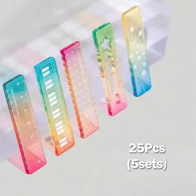 5 10 Colorful Iridescent Cartoon Palm Ruler Mini Straight Student Qme A3