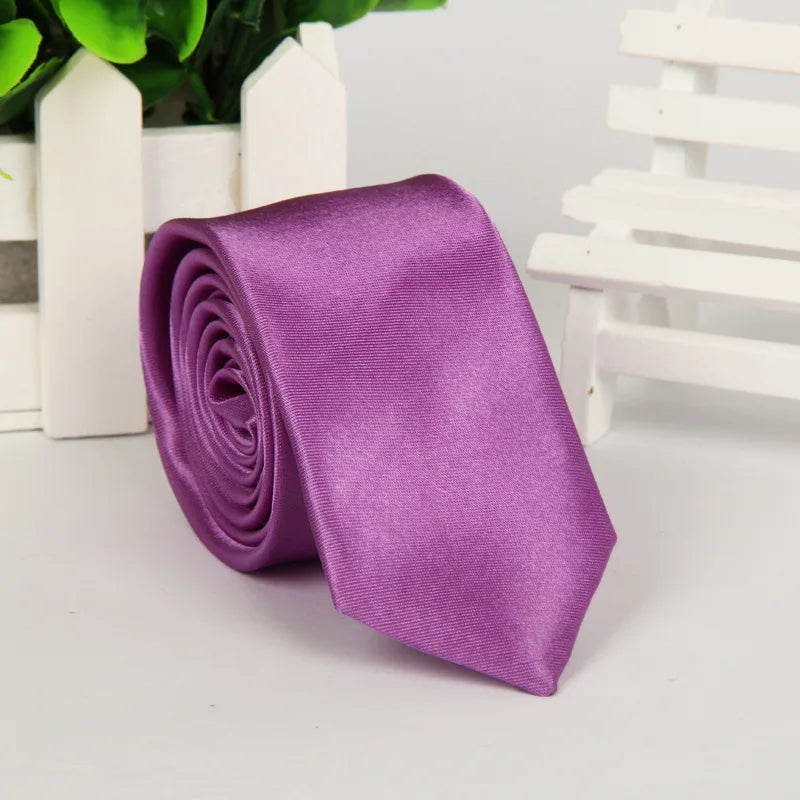 Men Tie Silk Polyester Necktie Classic Formal Solid Plain Pink Black Qme st-13