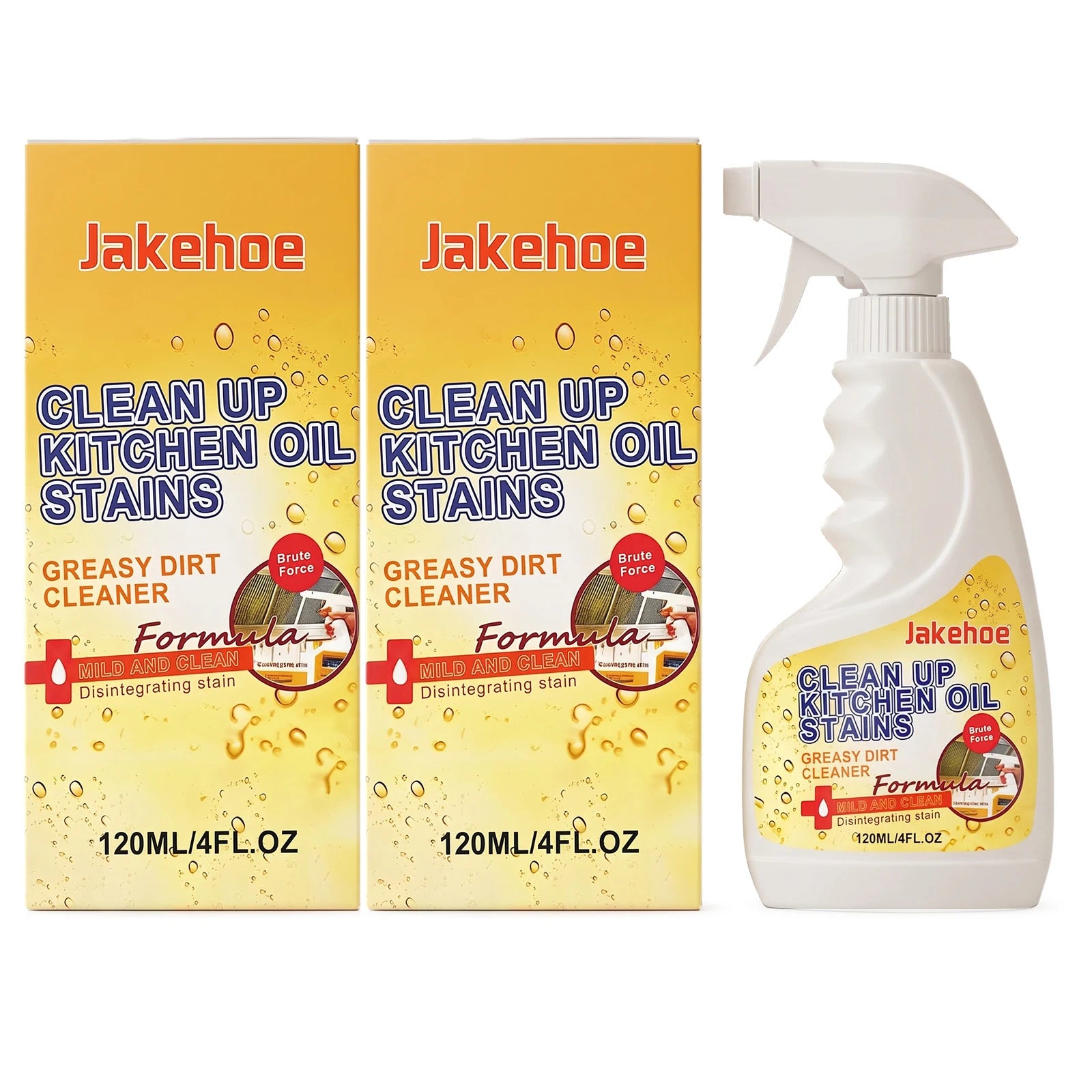Kitchen Grease Stain Remover Spray Dissolve Caked Cooking Grease Remove Food Residue Fast-Acting Multi-surface Gentle Degreaser Qme 2 x 120ml Boxed