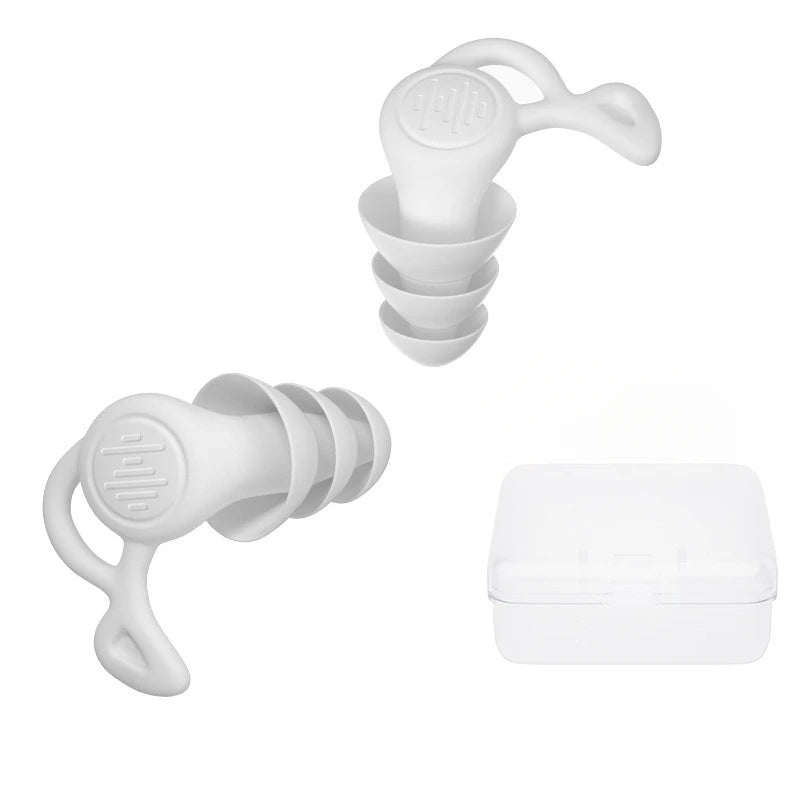 10PCS 3 Layer Anti Noise Silicone Reusable Earplugs - Waterproof for Swimming, Sleeping, Diving, Surf - Soft Comfort Ear Qme