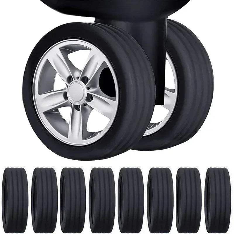 Silicone Wheels Protector Luggage Reduce Noise Trolley Case Silent Caster Sleeve Travel Luggage Suitcase Accessories New Qme black 4PCS