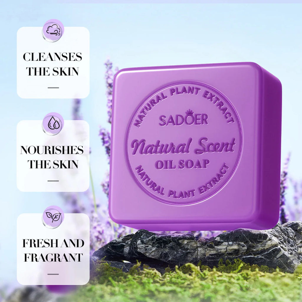 Lavender Essential Oil Soap Handmade Facial Cleansing Bath Deep Skin Qme