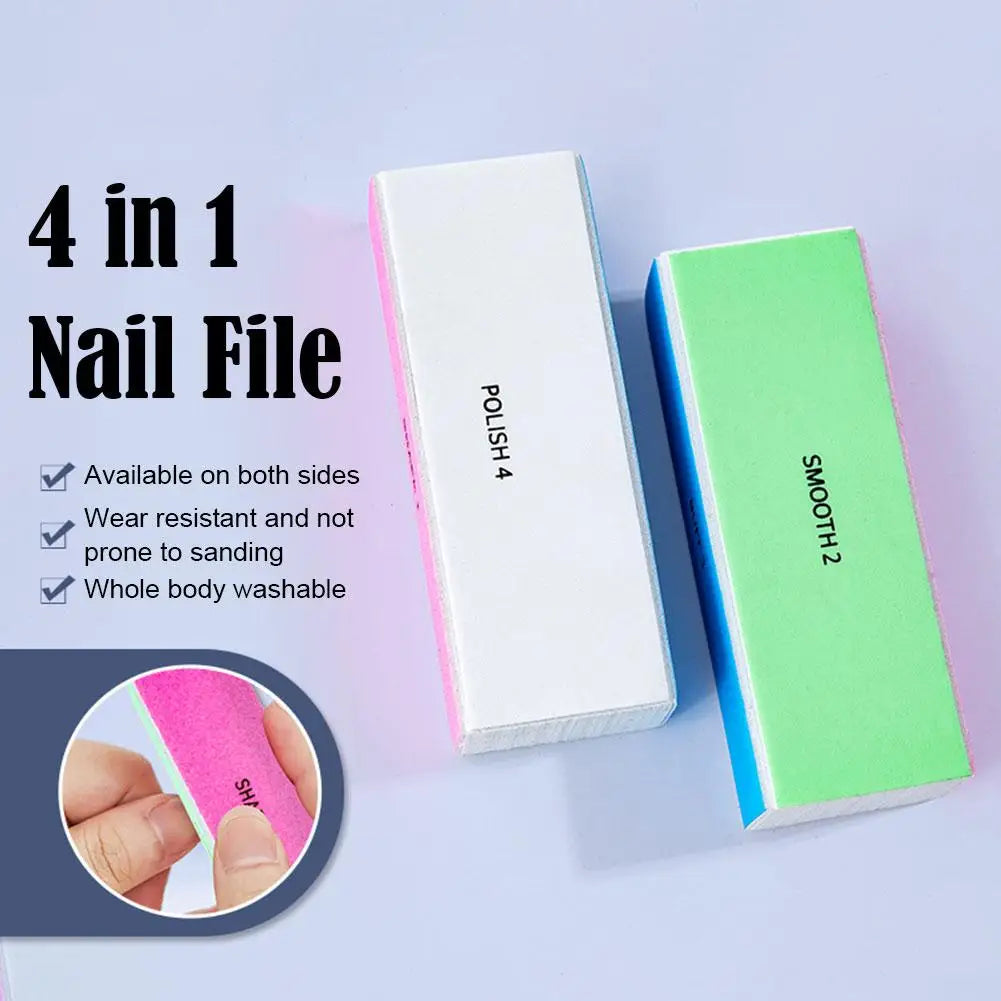 4 Way Nail Buffer Block, Four Sides Nail Shine Buffers Blocks Files For Natural And Acrylic Nails Smoother Buffing Block Polish Qme