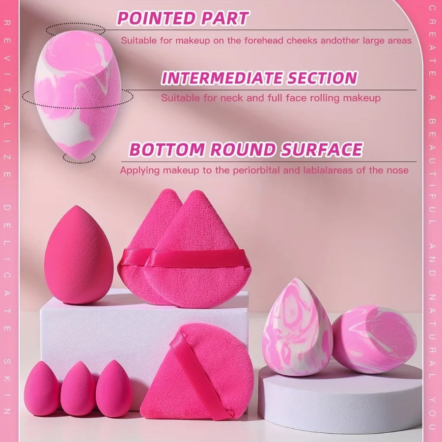 3 Salmon Beauty Egg Velvet Triangle Setting Powder Puff Mini Tool Qme