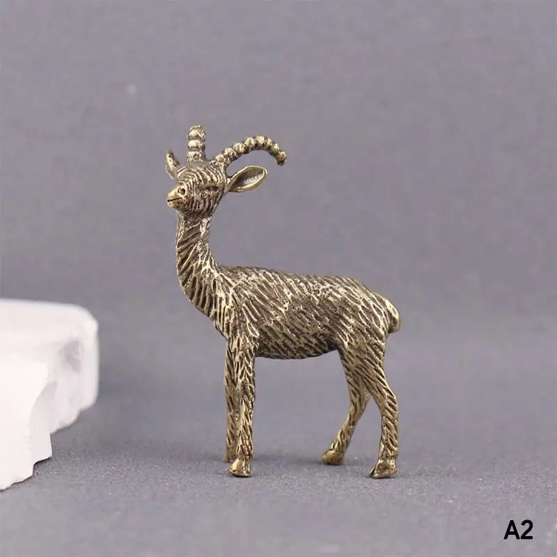 Chinese Zodiac Goat Lucky Statue Hand Polished Brass Sheep Figurine Qme A2