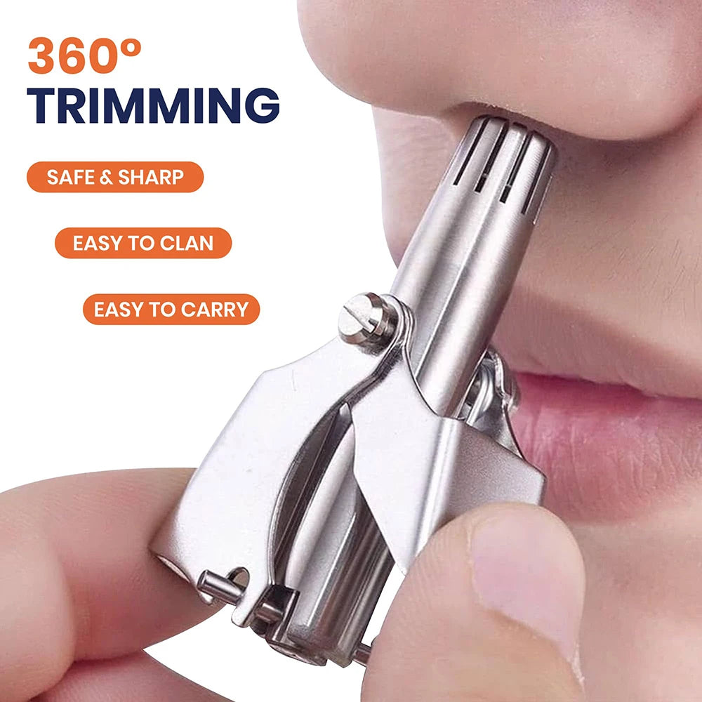 Portable Stainless Steel Manual Nose Ear Hair Trimmer Hair Remover Waterproof Washable Easy Clean Travel Grooming Tool For Men Qme