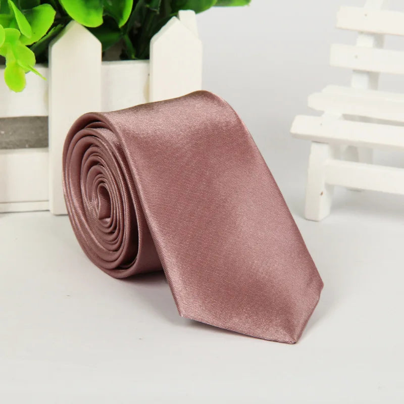 Men Tie Silk Polyester Necktie Classic Formal Solid Plain Pink Black Qme st-12