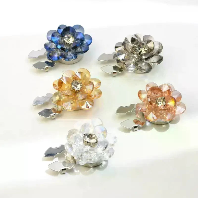 2PCS Rhinestone Flower Cufflinks For Women Suit Shirt Buttons Covers Fashion Jewelry Accessories Decoration Gifts Qme