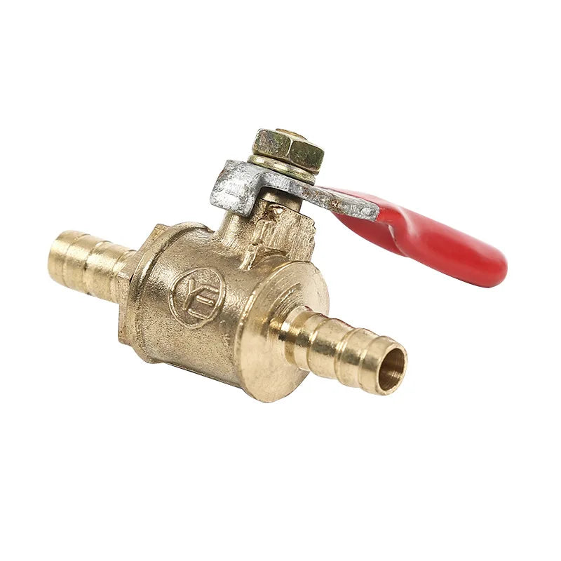 6/8/10/12mm Red Handle Valve Hose Barb Inline Brass Water Oil Air Gas Fuel Line Shutoff Ball Valve Pipe Fittings New Qme