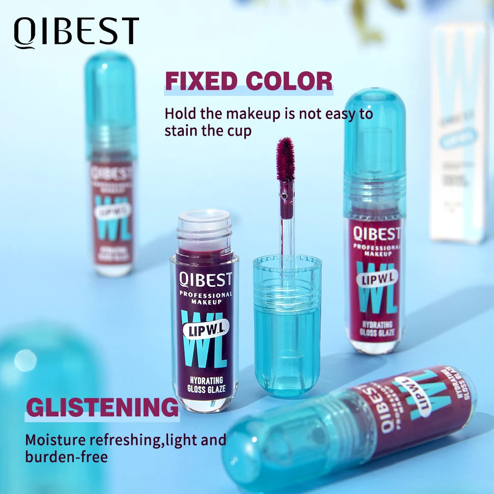 QIBEST Crystal Lip Gloss Mirror Watery Lip Glaze Long Lasting Moisturizing Lip Balm Plumping Gloss Oil Hydrating Makeup Lip Tint Qme