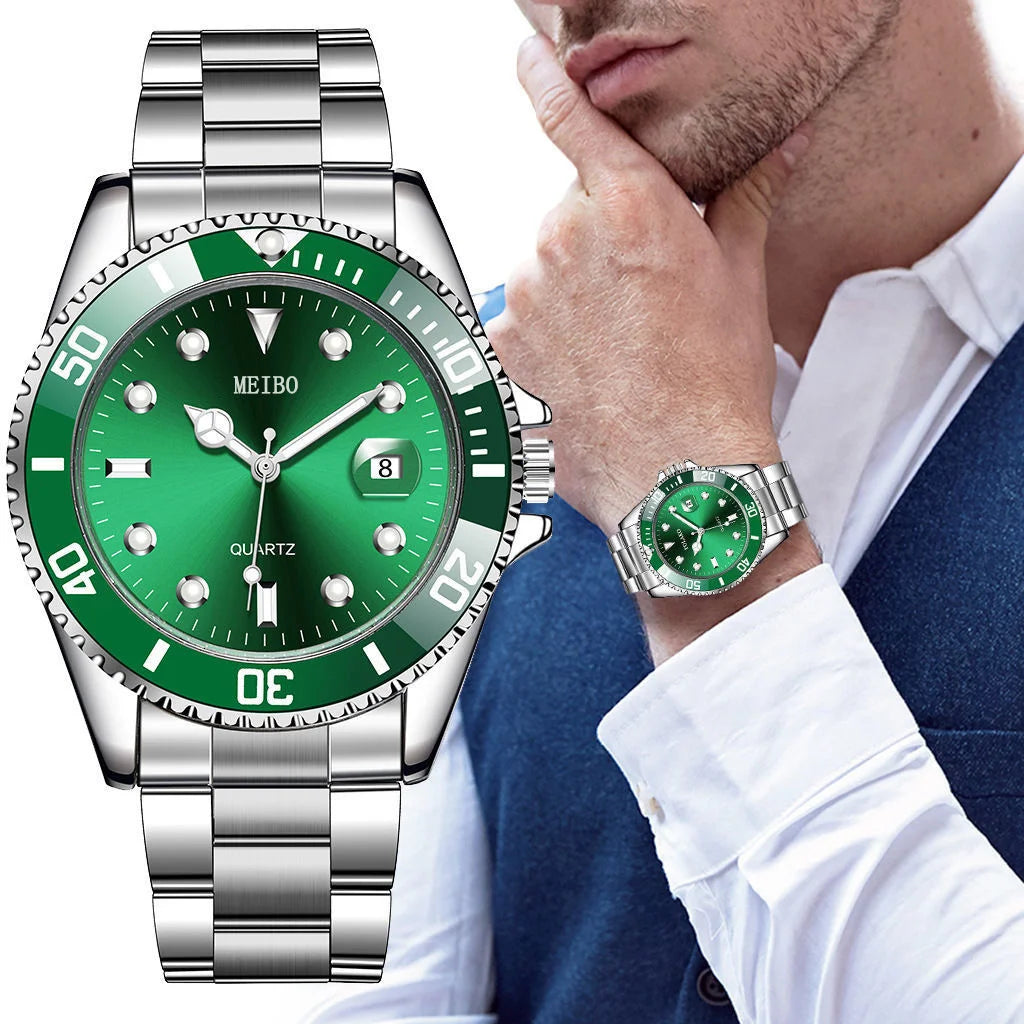 Foreign Trade Green Water Ghost Watch Men's Watch Men's Watch Fashion Steel Belt Quartz Watch Qme