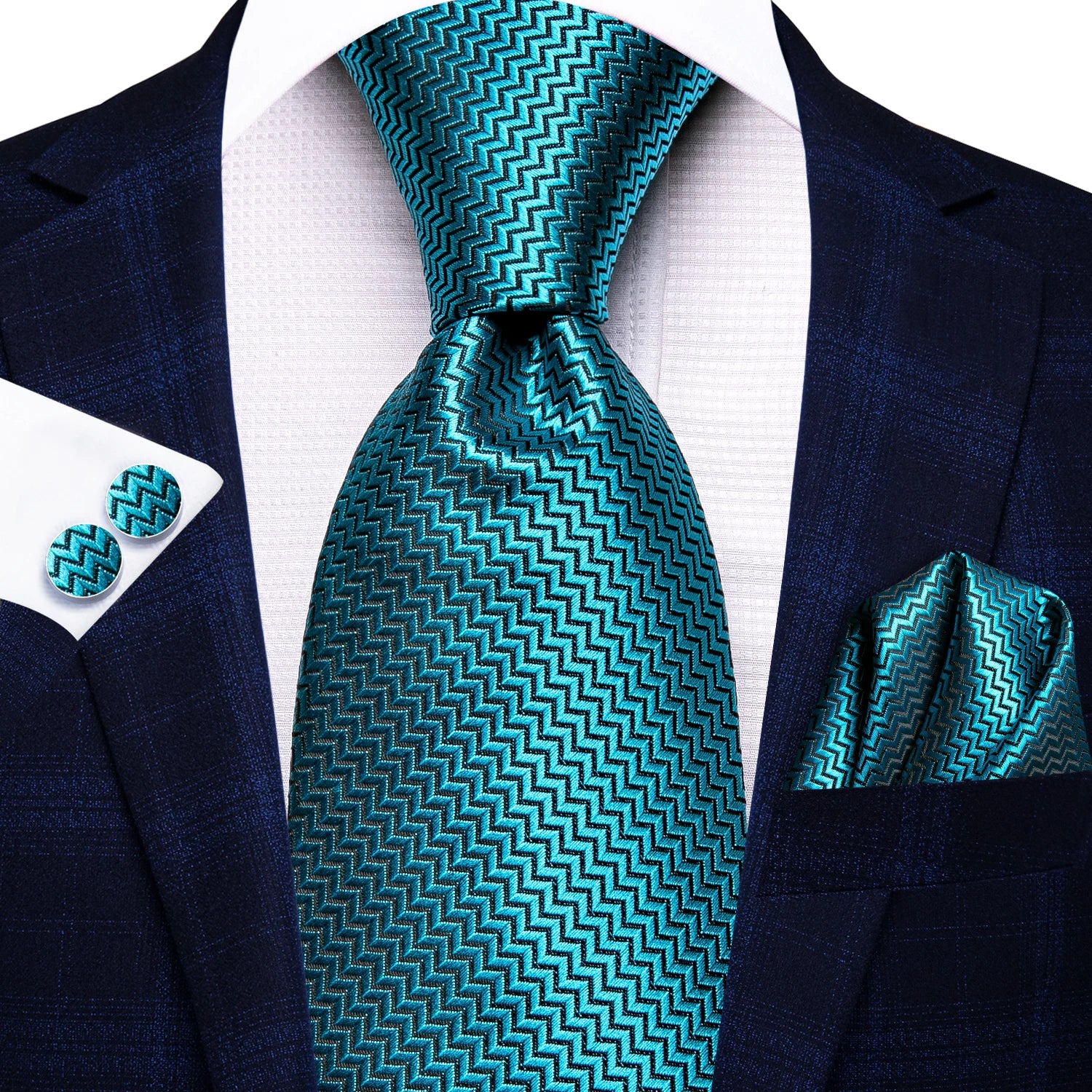 Blue Business Solid Plaid Striped Men's Tie Necktie Ties Men Formal