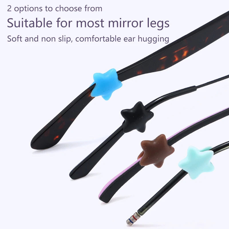 5 Pairs Anti Slip Ear Hook Silicone Star Moon Eyeglass Eyewear Qme
