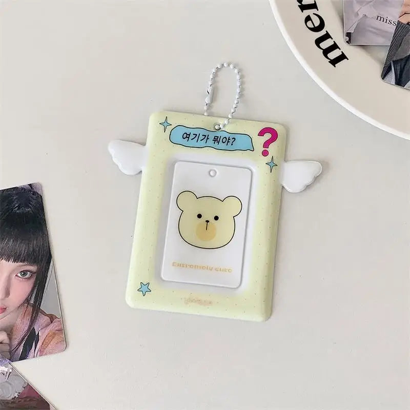 Cute Small Wings Card Holder Photocard Idol Photo Display Protect Qme Yellow