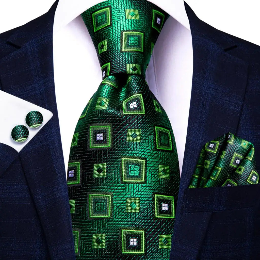 Dark Green Paisley Plaid Tie Men Groom Wedding Sage Mint Necktie Qme SN-3356