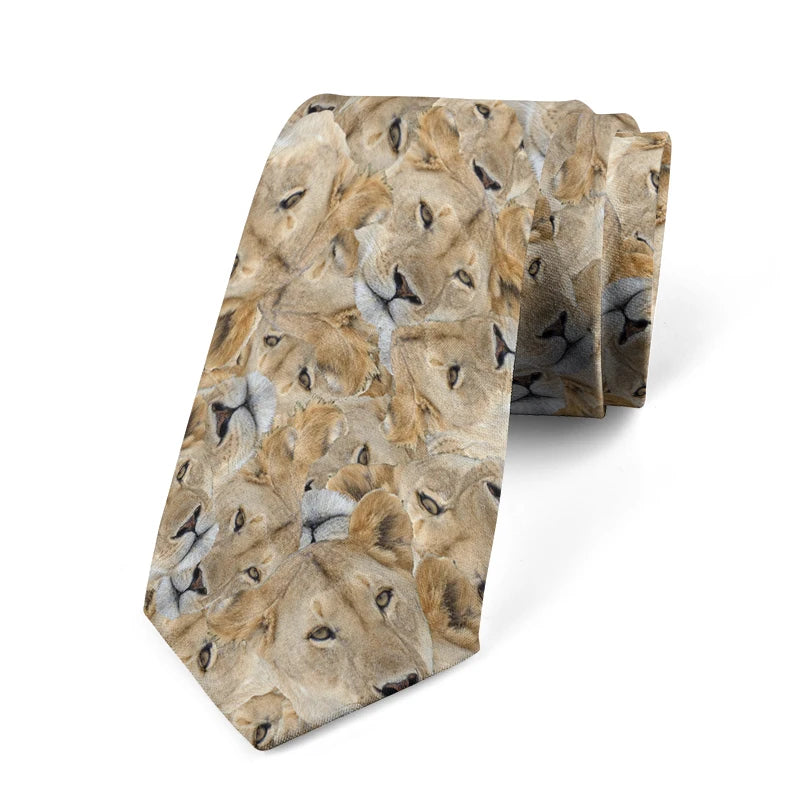 Grassland Net Red Tie Lion King Warthog Hyena Trend Printed Men Women Qme style2