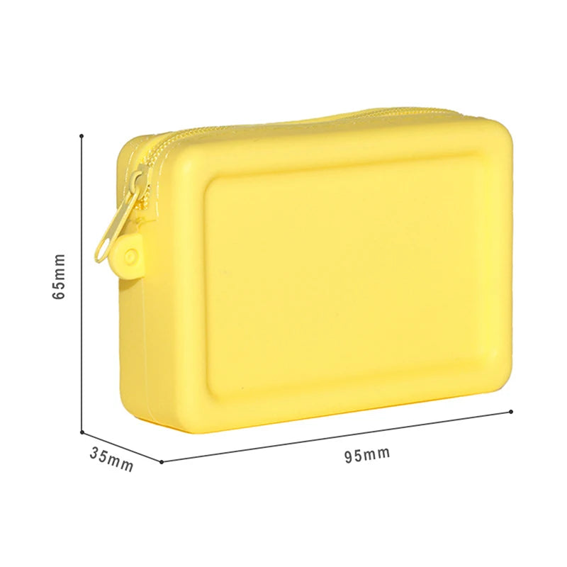 Silicone Organizer Cosmetic Bag Waterproof Smooth Zipper Earphone Holder Color Wallet Coin Purse Portable Pouch Qme S Yellow