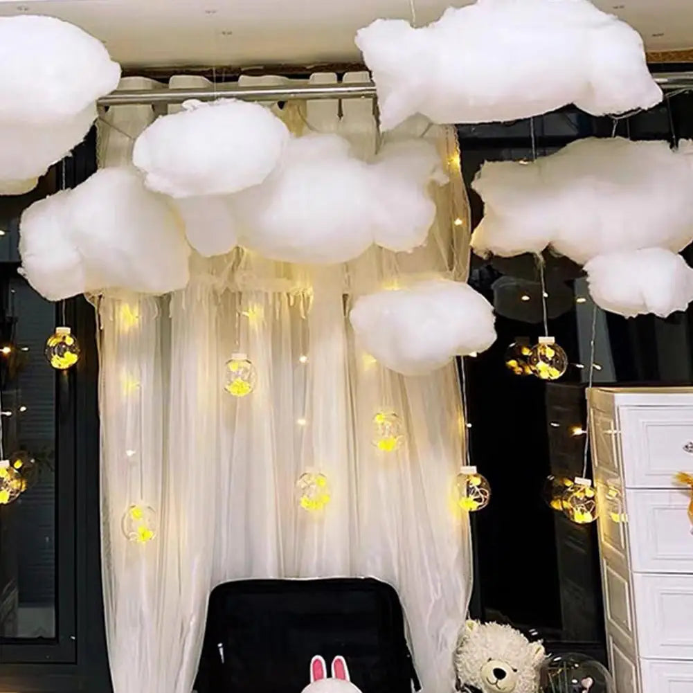 Artificial White Cotton Cloud Wedding Background Decor Props Backdrop T Stage DIY Birthday Party Wedding Hanging Ornament Qme