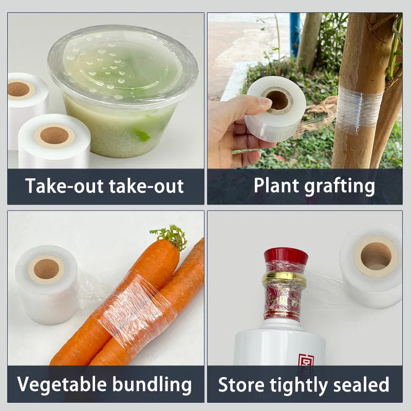 200 Meters Small Roll PE Stretch Film Sealing Film Protective Film Industrial Packaging Bottle Sealing Grafting Qme