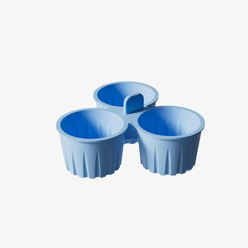 Air Fryer Egg Mold Round Shape Eggs 3 Cavity Non-stick Silicone Pan Qme Blue
