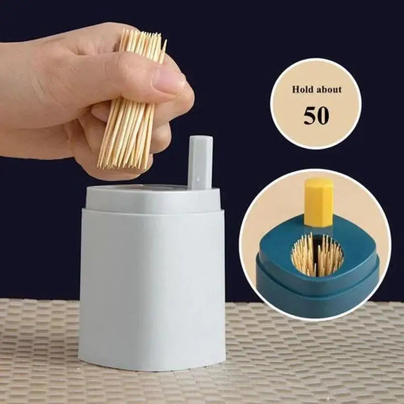 Toothpick Storage Box Living Room Dining Room Automatic Pop-up Toothpick Box Household Push Toothpick Holder Dispenser Qme