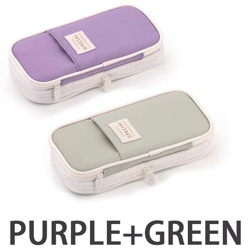 1/2 Piece Kawaii Pencil Case Double Layer Large Capacity Pencil Bag Storage for Office Stationery Storage Box School Supplies Qme 2 PCS MIX A