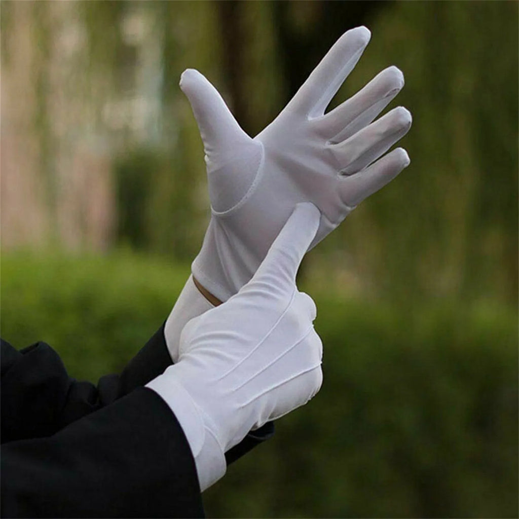 Full Finger Etiquette White Cotton Gloves Multipropose Waiters/Drivers/Jewelry/Gardern Workers Mittens Cosplay Accessories Qme