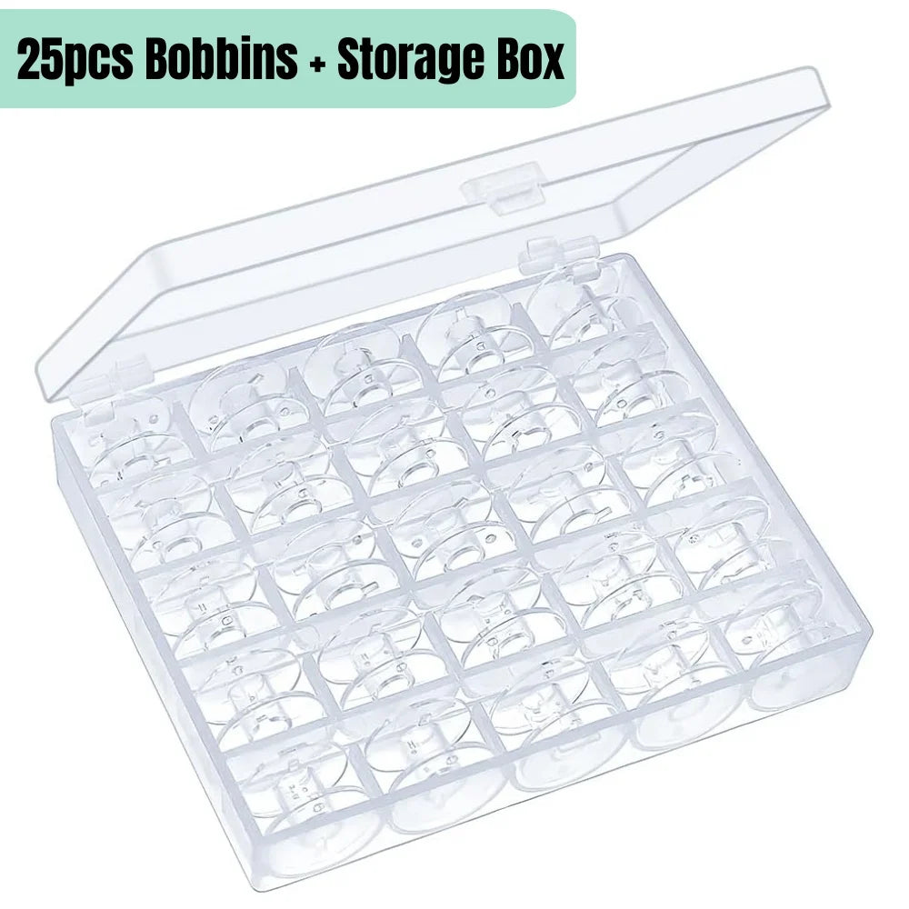 25PCS Sewing Machine Bobbins Reusable Sewing Machine Empty Bobbins with Storage Box for Household DIY Sewing Accessories Tools Qme 25pc Bobbin with Box
